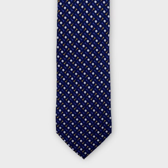 $69 Jos A Bank Executive Collection Necktie Golf Print Blue Silk Luxury 61 x 3½ - Picture 3 of 11